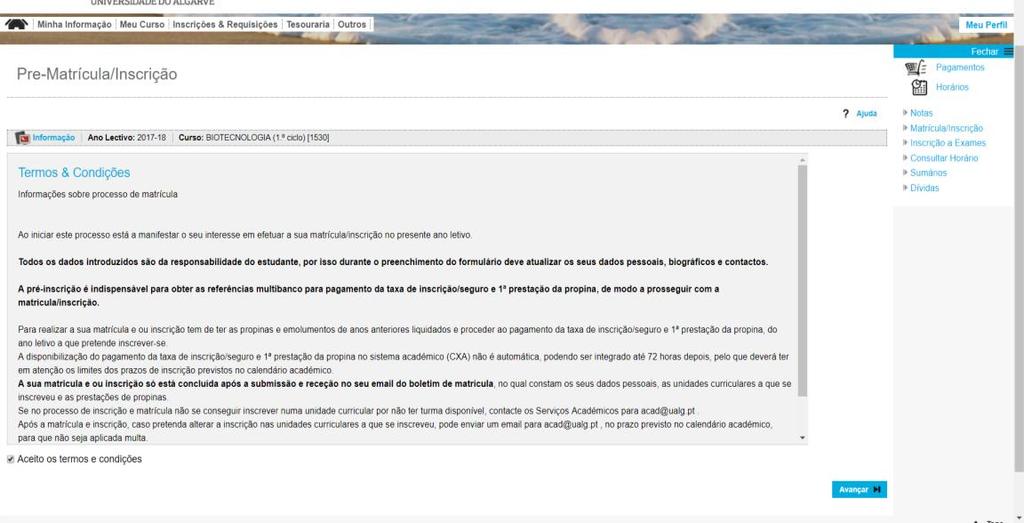 referências multibanco para efetuar o pagamento da taxa de inscrição/seguro e 1ª prestação de propina.