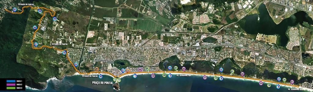 CICLISMO 90.1 km 3 VOLTAS Tempo limite: 5 horas 1 maior de 46 KM e duas menores, de 20 e 24km O percurso de ciclismo fechará em 05 horas após a largada da última onda.