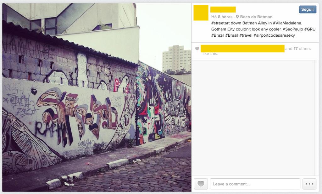 LANDMARKS ARTE URBANA URBAN ART COTIDIANO EVERYDAY POSTS OUTROS OTHER 33,1% 30,1% 15,1% 21,7% *Avenida Paulista,