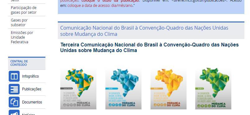 detalham metodologias, dados e cálculos em cada setor do inventário disponíveis em português SIRENE