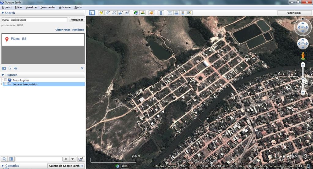 visualizadas em imagens de satélite via Google Earth.