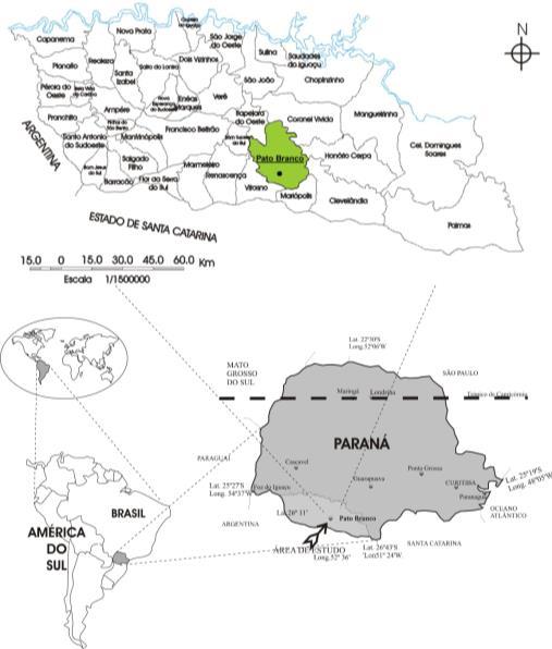Figura 1. Localização do município de Pato Branco no Estado do Paraná e na região Sudoeste.