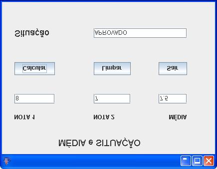 Jorge Ferreira 12 txtnota1.settext(""); txtnota2.settext(""); txtmedia.settext(""); txtsit.settext(""); private void btsairactionperformed(java.awt.event.actionevent evt) { System.