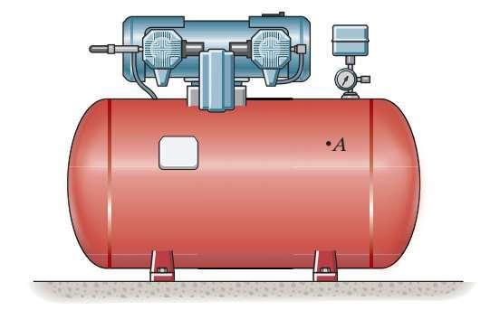 Exercício 3 O tanque do compressor da figura é sujeito a uma pressão interna de 90 psi.