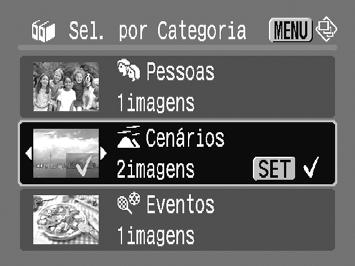 Prima os botões op ou gire a roda Â para seleccionar os itens a definir e prima o botão m. Se premir os botões qr, pode apresentar as imagens dos itens.