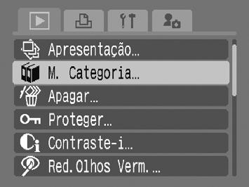 ; Organizar Imagens por Categoria (M. Categoria) É possível organizar imagens e filmes em categorias. Também pode utilizar as imagens categorizadas nas seguintes funções. Ecrã de Saltar (pág.