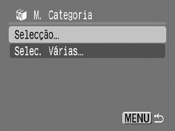 Categoria] no separador 1 e prima o botão m. Seleccione um método de selecção. Prima os botões op ou gire a roda Â para seleccionar um método de selecção e prima o botão m.