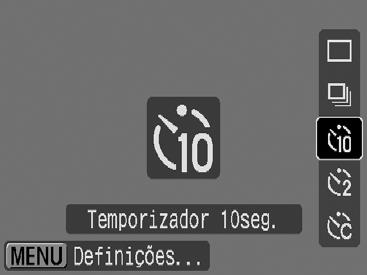 66 Utilizar o Temporizador Modos de Disparo Disponíveis pág. 220 Pode definir o tempo de atraso e o número de disparos que pretende efectuar de antemão. Temporizador 10seg.