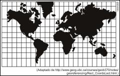 1 Abaixo é reproduzido um mapa-múndi na projeção de Mercator.