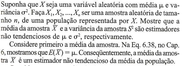 7.3 Conceitos Gerais de Estimação Pontual 7.3.1 Estimadores Não Tendenciosos Exemplo: UFMG-ICEx-EST Cap.