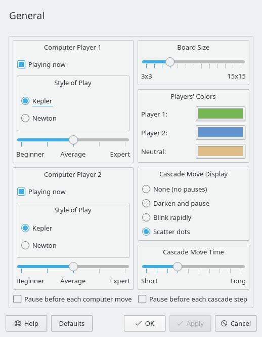 Capítulo 6 Configuração do jogo Para abrir a caixa de diálogo de configuração, use a opção do menu Configurações Configurar o KJumpingCube.