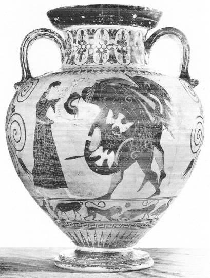 Sono e Morte carregando o corpo de Sarpédon; mas é na de Ájax carregando o corpo de Aquiles que suas atuações são mais notórias.