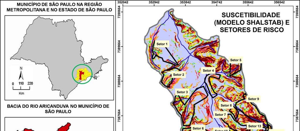 105 Figura 2: Mapa de Suscetibilidade simulado pelo modelo SHALSTAB na bacia do rio Limoeiro, município de São Paulo (C =0 kpa; Ф=35º;