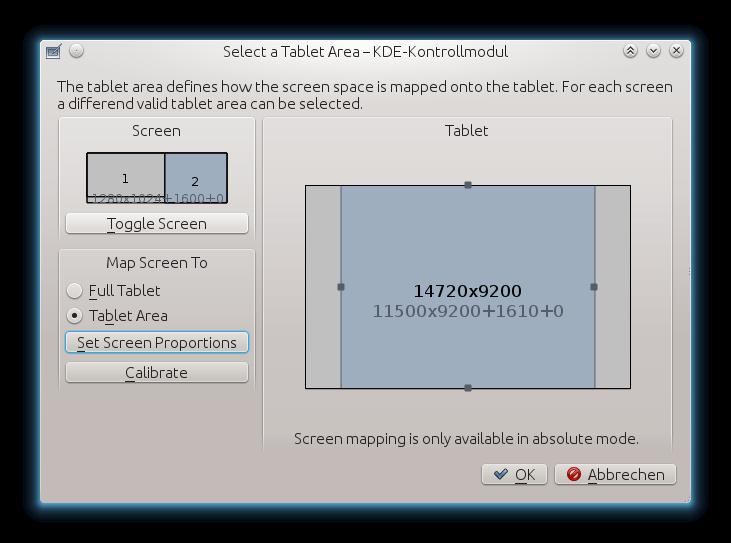 1.8 Janela de Selecção da Área Esta janela permite definir a área disponível da tablete para cada espaço seleccionado no ecrã.