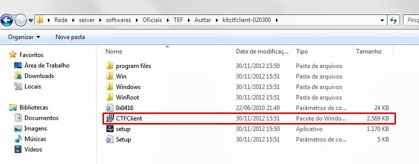 5º Passo: Instalar o CTF Client, descompactar o arquivo