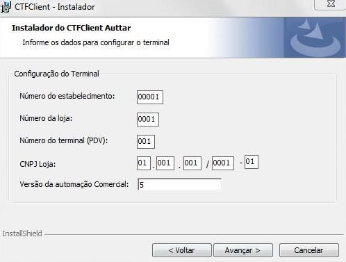 8º Passo: Configurar os dados do terminal em Configuração do Terminal, conforme informações recebidas pelo e-mail de confirmação de