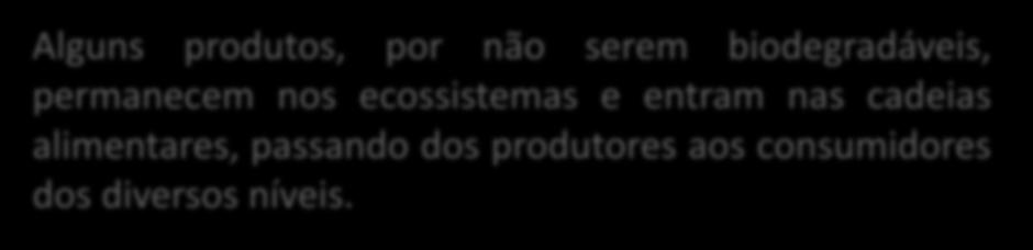 Eclgia: Pluiçã Magnificaçã Trófica Alguns prduts, pr nã serem