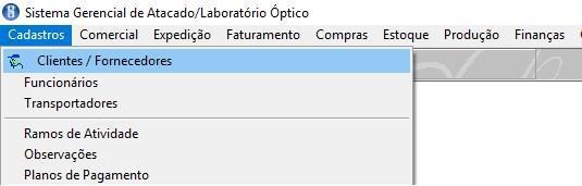 Cadastr de Clientes e Frnecedres N Sistema SGO, cadastr de clientes e