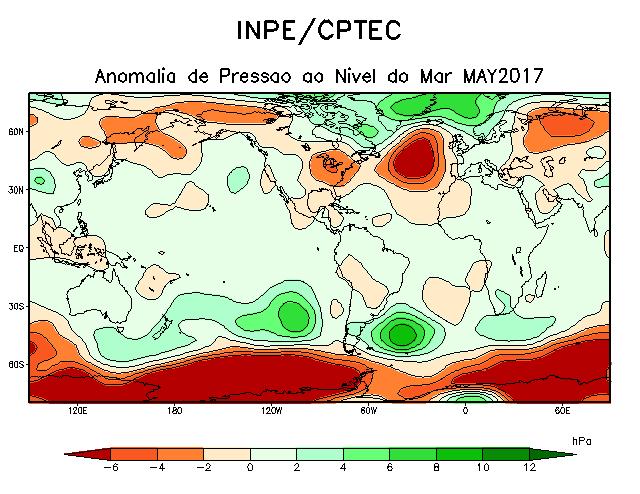 26 Figura 6.3 Anomalia da Radiação de Onda Longa Emergente (ROLE, W m 2 ) para Maio de 2017. TEC/INPE, cf. Nota 6.