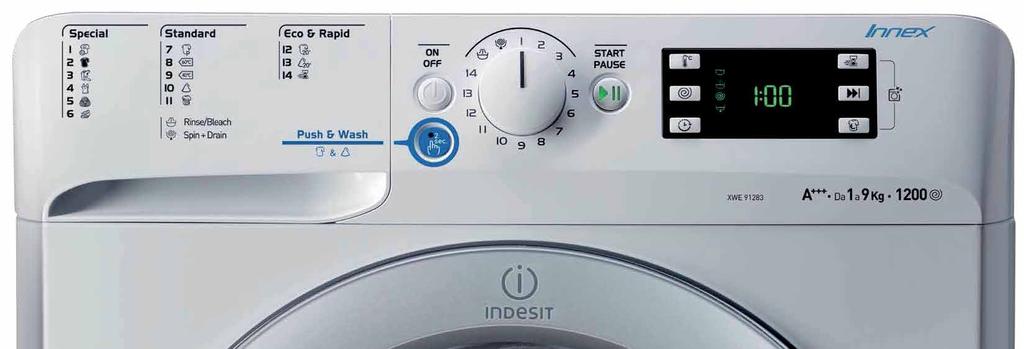 Máquinas de lavar roupa // Innex www.indesit.pt CICLO ANTI-ODORES. CONTRA A SUJIDADE INVISÍVEL. Roupa não só lavada na perfeição, mas também livre de maus odores: fumo, suor, fritos, etc.