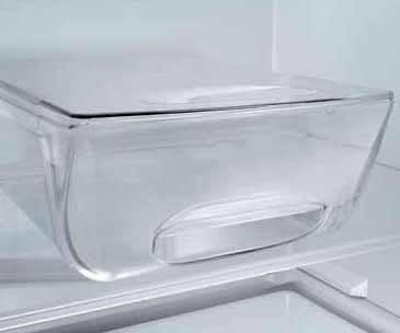 A opção de tornar transparentes os elementos internos do frigorífico responde tanto a necessidades práticas de identificação imediata dos alimentos, como a exigências estéticas, graças a uma maior