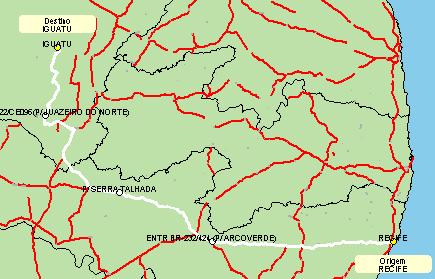 1.1.2 Caracterização Física da Ligação - Itinerário Secundário Além do percurso principal, a ligação Iguatu/CE Recife/PE deverá ser atendida por meio do seguinte itinerário secundário.