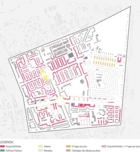 OBJECTO DE ESTUDO l TIPOLOGIAS SISTEMAS DE DISTRIBUIÇÃO Esquerdo/Direito - mais comum Galeria - maioritariamente na Av. dos EUA 4 Fogos por piso - Av. D. Rodrigo da Cunha Esquerdo Direito + 4 Fogos por piso - Bairro das Estacas ORGANIZAÇÃO GERAL DOS FOGOS Simplex - mais comum Duplex - 2 casos, ambos na Av.