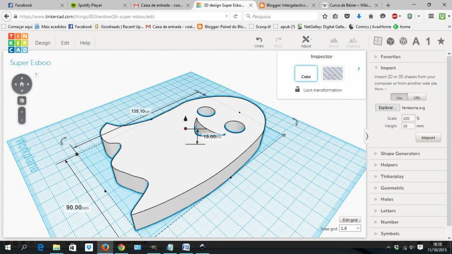 Aumentar/diminuir Mais ou menos volume No Tinkercad podemos ajustar o tamanho final do objecto