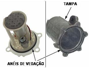 Remova os anéis de vedação e limpe o interior da tampa da bomba de combustível com gasolina nova. 7.