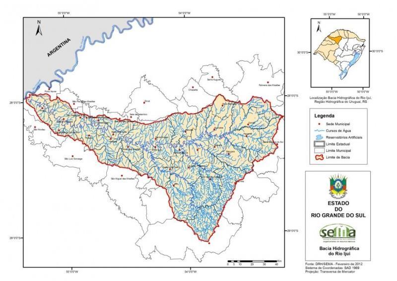 A Bacia Hidrográfica do Rio Ijuí, apresentada na Figura 1, está localizada na região noroeste do Estado do Rio Grande do Sul, com área de 10.703,78 km² e tem uma população estimada de 341.