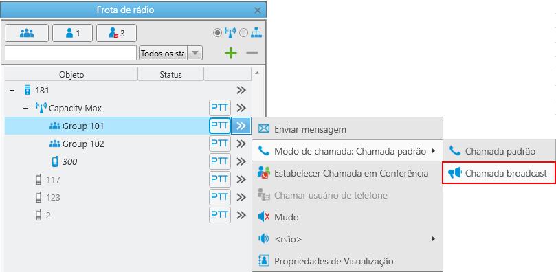 3. Suporte para Chamadas broadcast em grupo através da comutaçã o do Modo de chamada para um grupo de conversaçã o. 4.