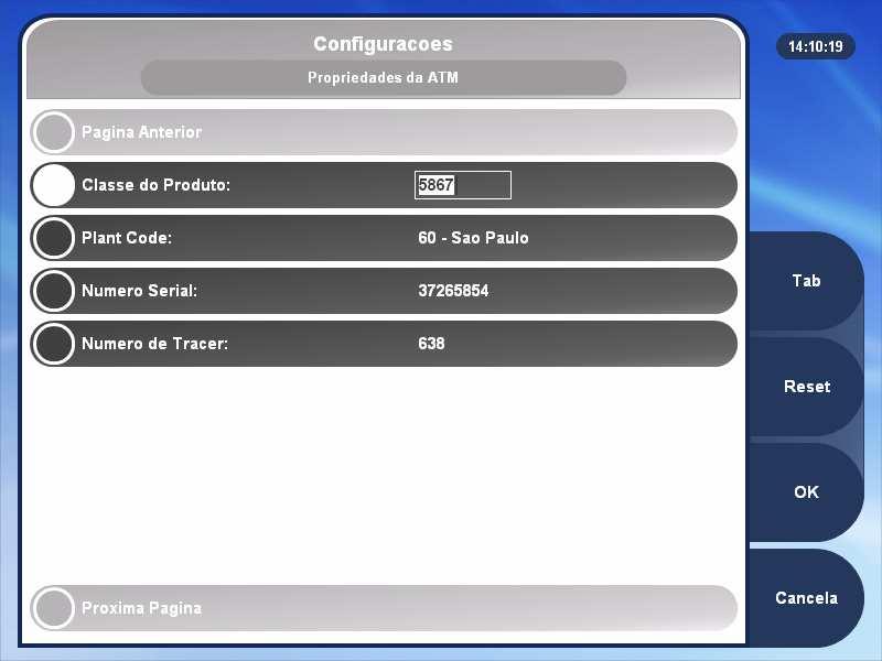 Quando o System Application for executado pela primeira vez na ATM, será necessário preencher algumas informações sobre o terminal, conforme tela abaixo.