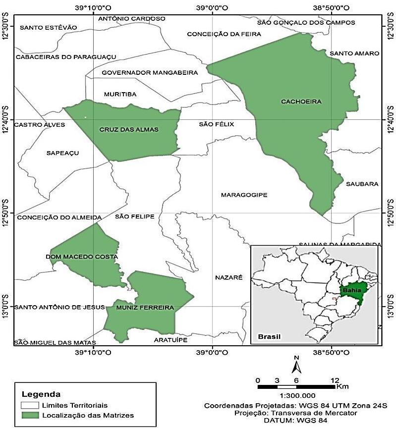 9 Figura 1: Estado da Bahia e localização dos Municípios do Recôncavo da Bahia em que ocorreu o desenvolvimento do estudo.