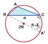 2.1. LEI DOS SENOS 9 Repetindo o mesmo processo para as bases AC e AB, obtemos os outros quocientes b sen(b) = c sen(c) = 2R 2.