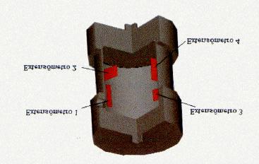A célula de carga funciona com quatro extensômetros ativos colados a um cilindro de aço que quando submetidos a cargas de compressão devem permanecer dentro do regime elástico.