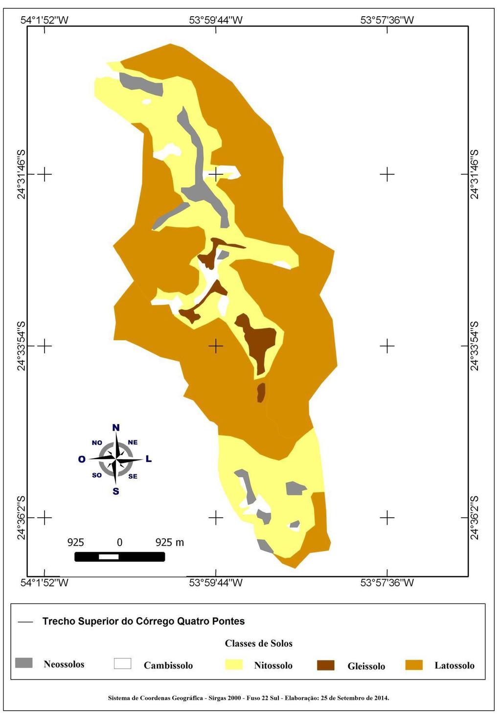 Figura 06: Mapa de solos da área de estudo. Fonte: Silva (2014).