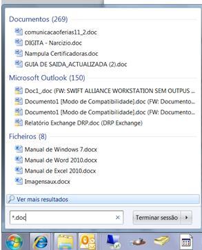 Exemplo de pesquisa de documentos de Word (documentos com