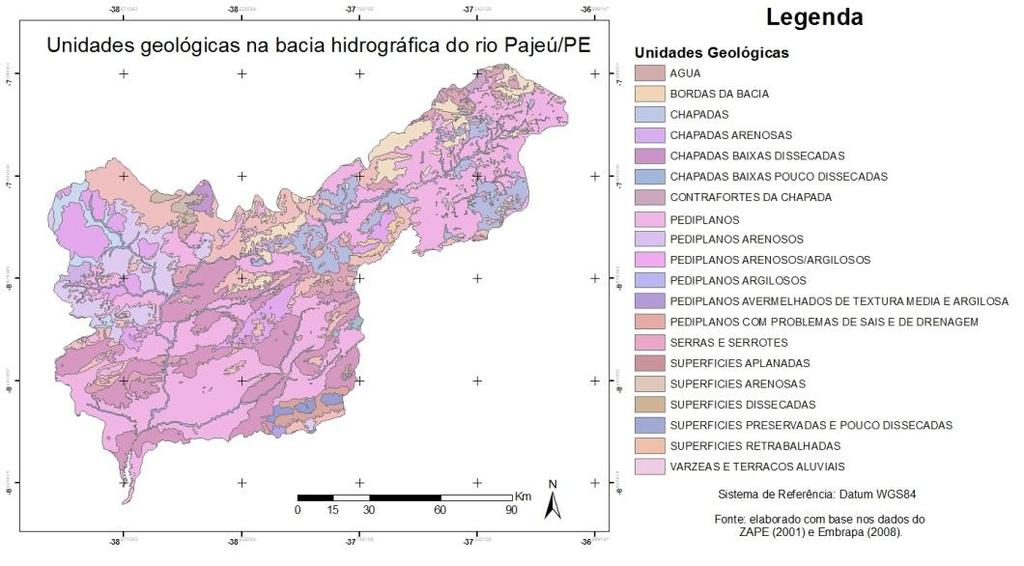 Figura 5. Unidades geológicas da bacia hidrográfica do Rio Pajeú/PE, semiárido de Pernambuco Figura 6.