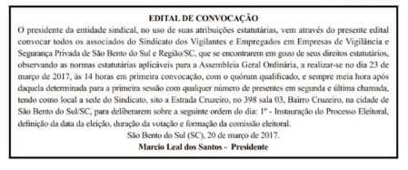 Edital de convocação [A Notícia - SC