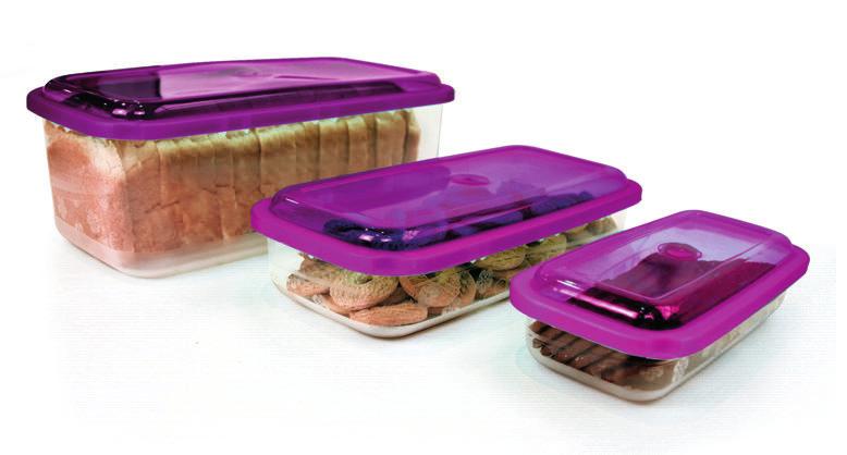 Freezer & Microondas Vai ao freezer, microondas e lava-louças Novas cores Ideal para pão de forma Sistema de abertura de