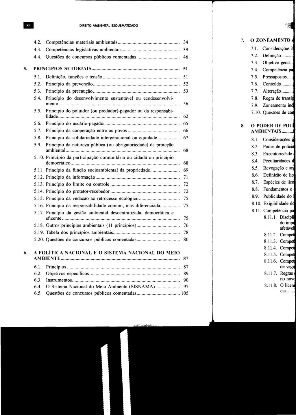 DIREITO AMBIENTAL ESQUEMATIZADO 4.2. Competências materiais ambientais... 34 4.3. Competências legislativas ambientais... 39 4.4. Questões de concursos públicos comentadas... 46 5.