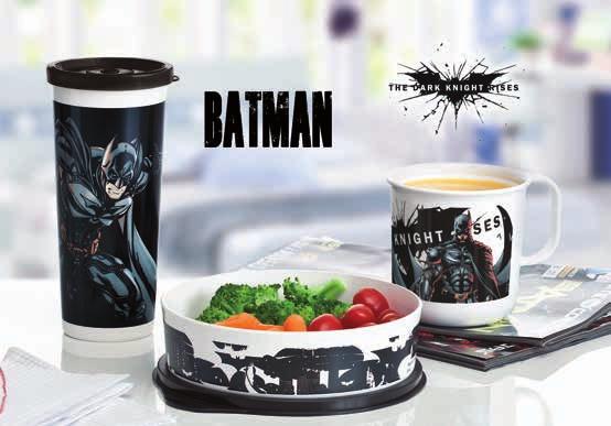 - 470ml 7,8cm de diâm. x 9,4cm de alt. Preço sugerido: R$4,00 Tupper Pratinho Batman - 500ml 6,6cm de diâm.