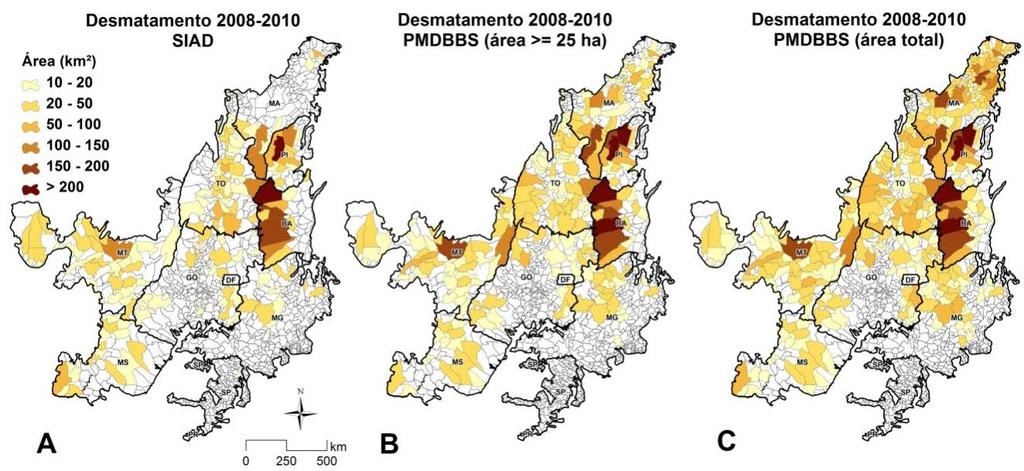 35 enquanto as detecções no âmbito do PMDBBS totalizaram 14.098 km² (anexo 1 e 2).