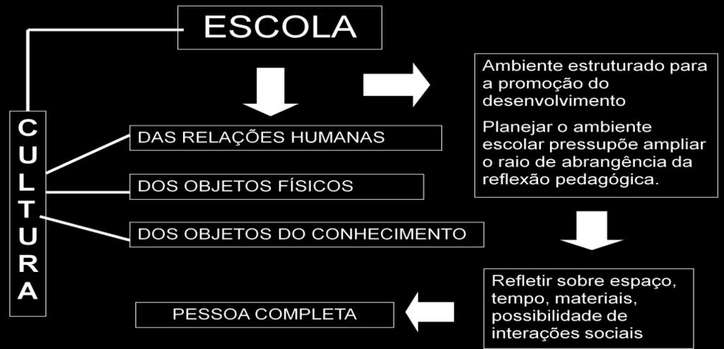 O ambiente escolar possibilita uma vivência social diferente do grupo familiar, desempenhando um importante papel na formação de sua personalidade.