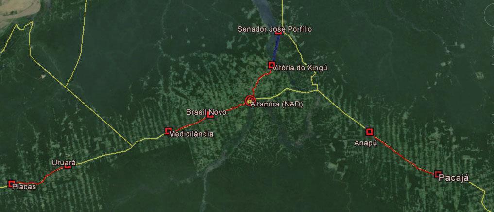 PROJETO XINGU CONECTADO Visão Completa Infovias Ópticas: Altamira - Vitória do Xingu Altamira - Brasil Novo