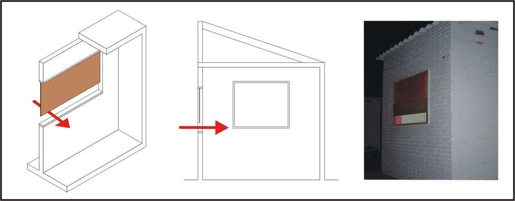 Peitoril sem elemento interno, largura de 0,50m e altura de 0,40m Configuração 04: Janela fechada, com peitoril ventilado tipo b (longo) e área aberta de 1,15 m por 0,18 m.