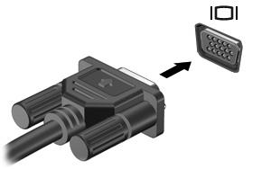 Conexão de um monitor ou projetor externo A porta de monitor externo conecta um dispositivo de exibição externo, como um monitor ou projetor, ao computador.