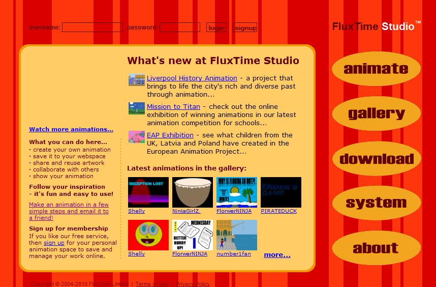 Manual e Guia de Utilização e Exploração do FluxTime Studio 1. Para acedermos a esta ferramenta, devemos, no browser da Internet digitar o seguinte endereço: http://www.fluxtime.