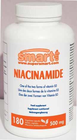 Propomos a vitamina B3 em duas formas: Niacinamida (que activa a proteína anti-idade Sir2p) e Niacina.