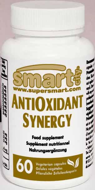 AntiOxidant Synergy 60 cápsulas vegetais Código 0596 AntiOxidant Synergy contém uma mistura de antioxidantes altamente eficazes que constitui uma defesa polivalente e potente contra um vasto leque de